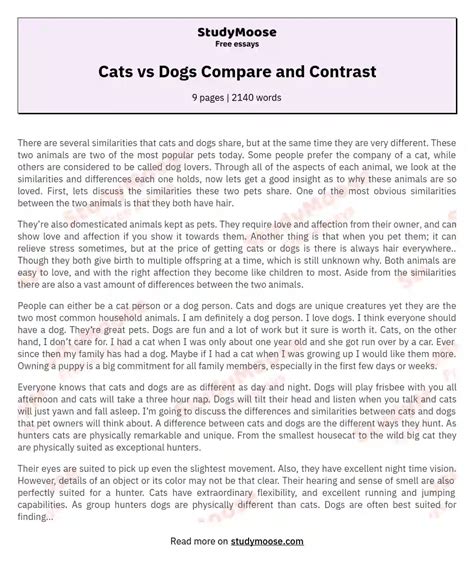 how to write a compare contrast essay dogs and cats