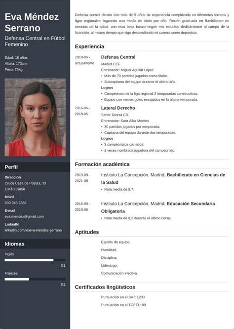 Curriculum Vitae Deportivo Ejemplo