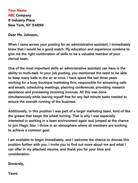 Sample Cover Letter For Clerical Job Application