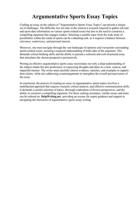 sports argumentative essay